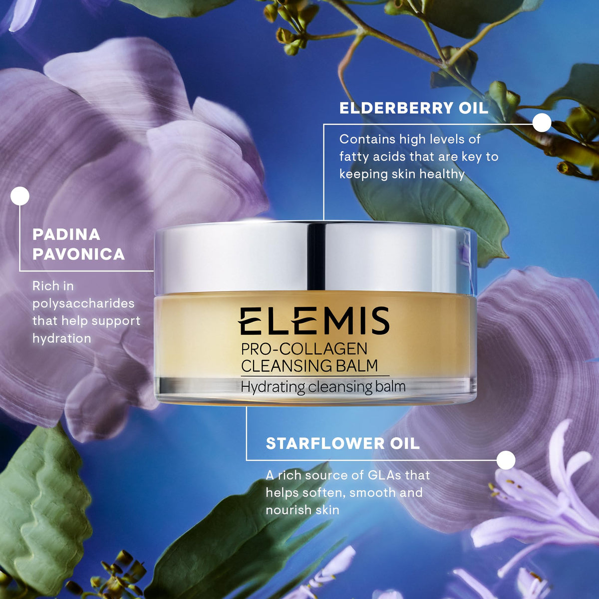 ELEMIS 100g jar next to hand to display true size and portability