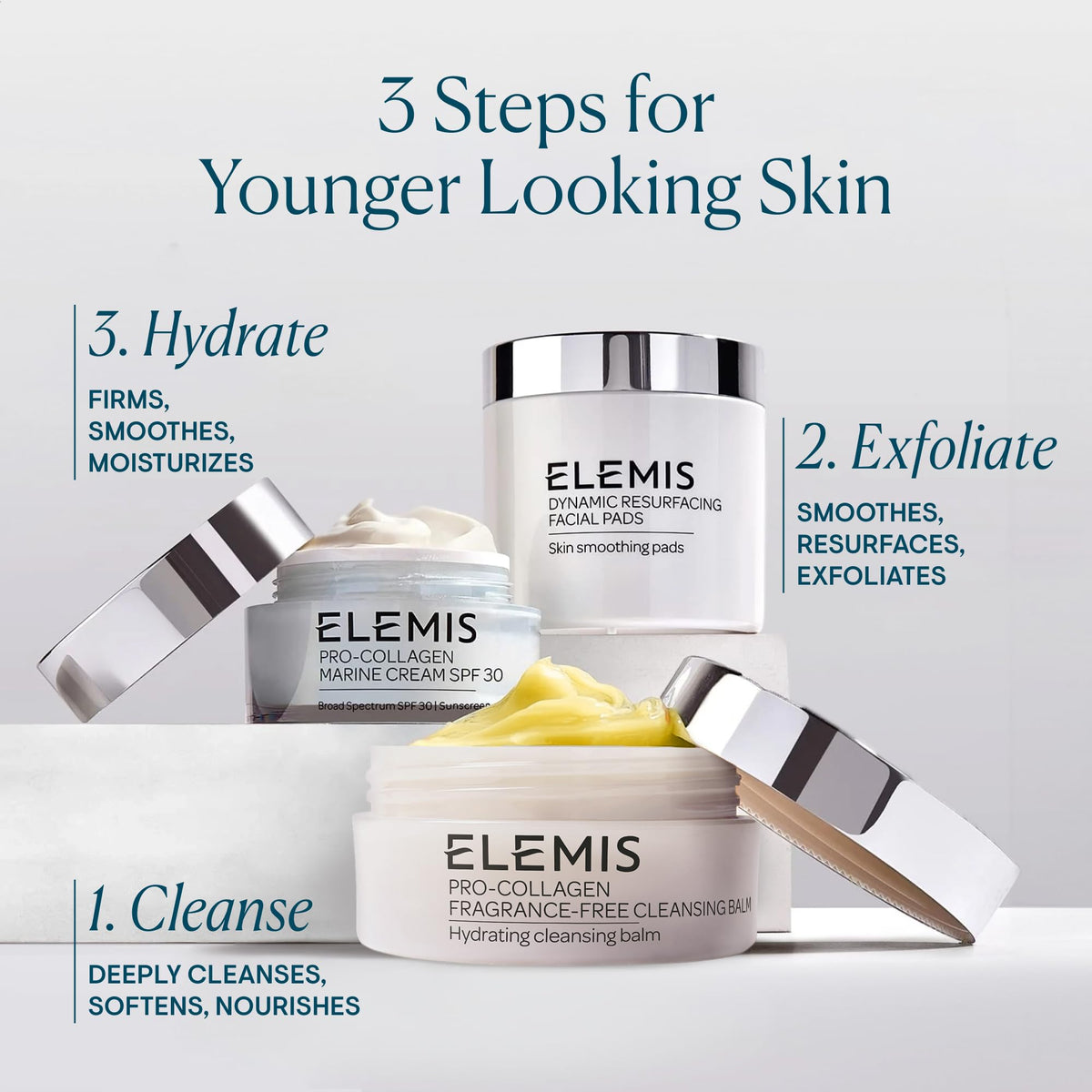 ELEMIS balm beside plant oils flatlay benefit: highlights natural nourishing oils