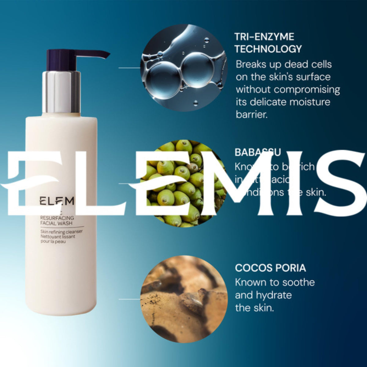 ELEMIS before and after texture comparison showing refined pores and brighter skin
