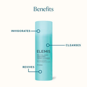 ELEMIS gel texture close-up highlighting lightweight feel and easy rinsing