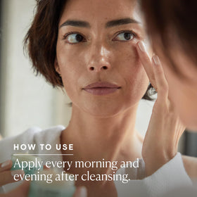 ELEMIS eye cream on a bathroom vanity conveying daily routine ease