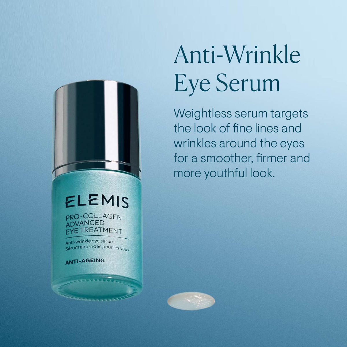 ELEMIS eye serum pipette dispensing lightweight texture for quick absorption
