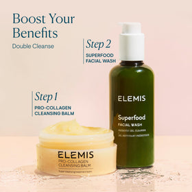 ELEMIS facial wash on bathroom counter illustrating daily routine convenience