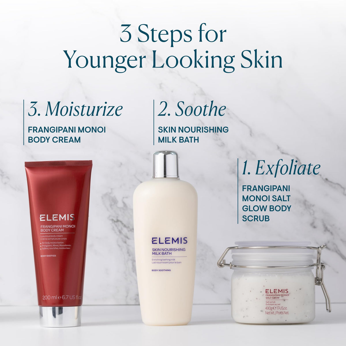 ELEMIS scrub placed in bathroom setting evoking a relaxing spa ritual at home