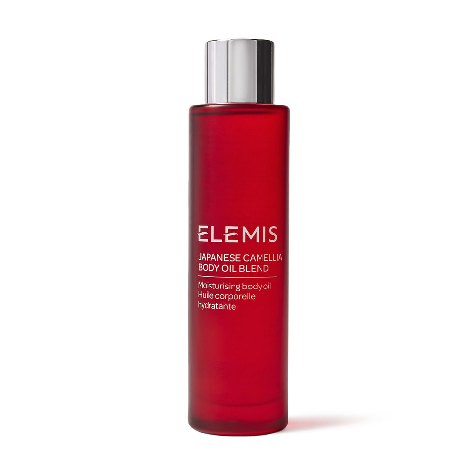 ELEMIS bottle front view showing sleek packaging and lightweight oil benefits