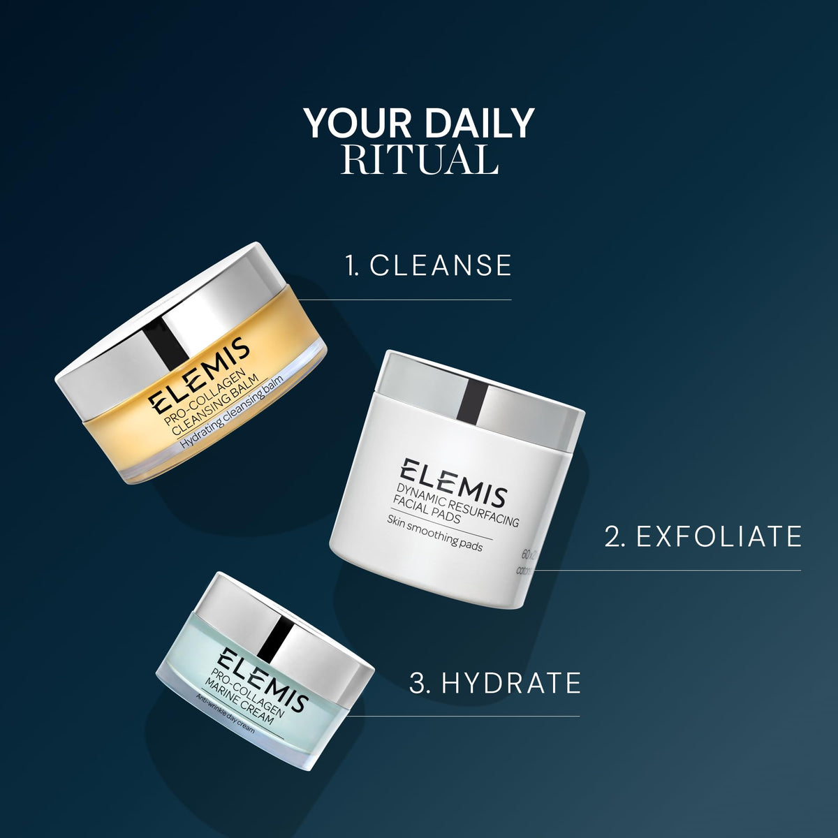 ELEMIS pads on a vanity illustrating routine-ready prep and smoother makeup benefit