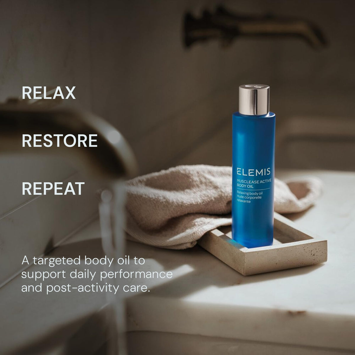 ELEMIS Musclease applied during massage, showing targeted comfort and soothing experience