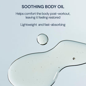 ELEMIS Musclease oil pouring from bottle, demonstrating easy application and quick absorbency