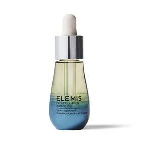 ELEMIS front bottle view showing compact 15ml oil and elegant packaging benefit: travel-ready hydration