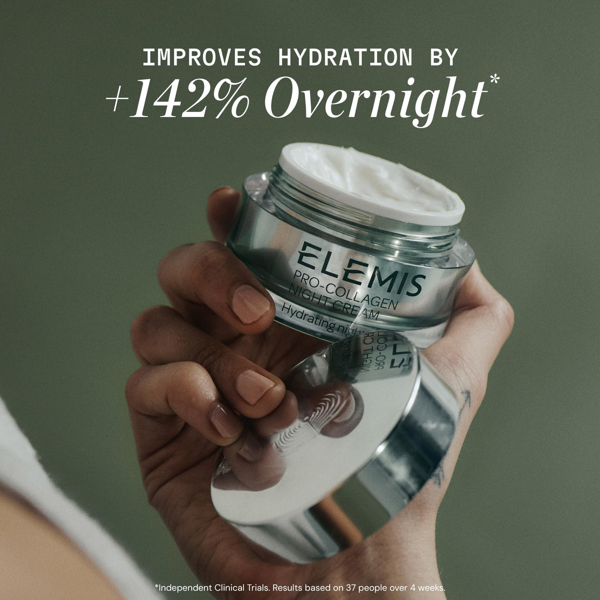ELEMIS open jar with visible cream illustrating easy application benefit