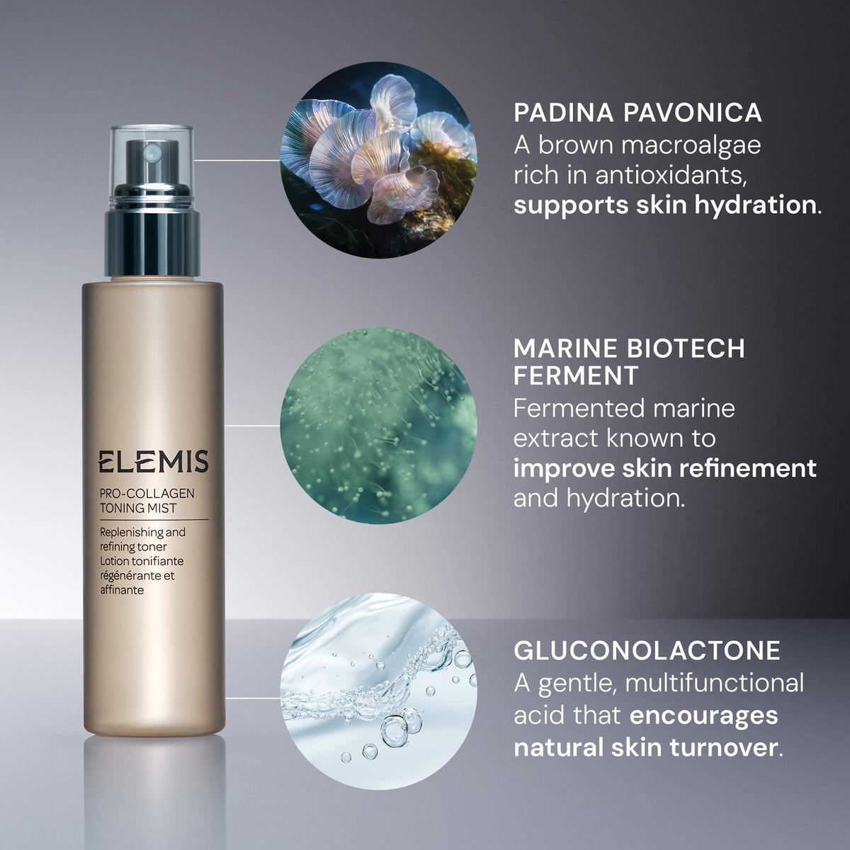 ELEMIS bottle held in hand showing 150ml size for travel and daily use convenience