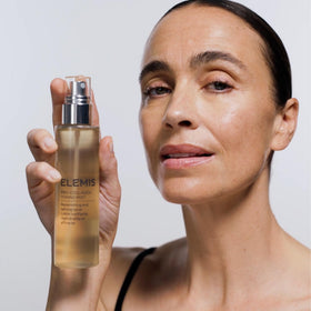 ELEMIS packaging and label close-up showing product details and professional branding