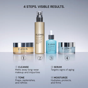 ELEMIS product dampened on cotton pad for gentle toning and refined pore look