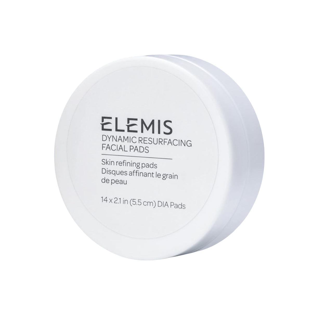 ELEMIS front packaging showing resurfacing pads and compact travel benefit