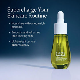 ELEMIS dropper releasing oil, demonstrating precise application and lightweight texture