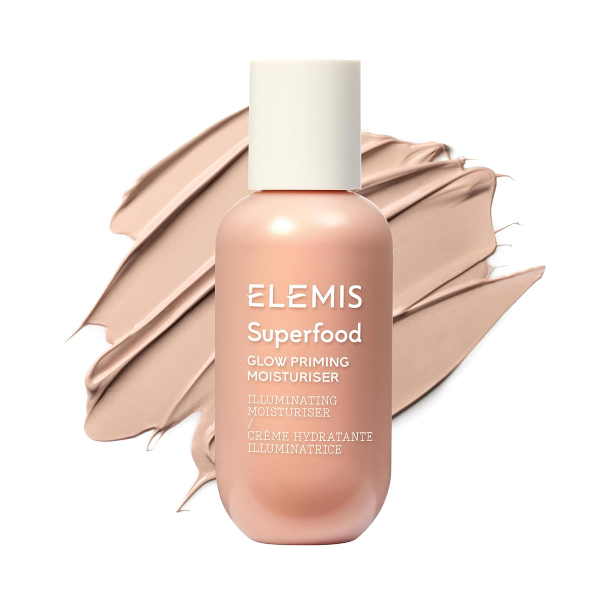 ELEMIS front tube of Superfood Glow Priming Moisturizer showing label and 60ml size for convenience