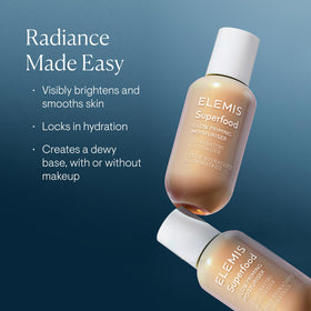 ELEMIS close-up of Superfood Glow cream texture highlighting smooth, hydrating finish for radiant skin