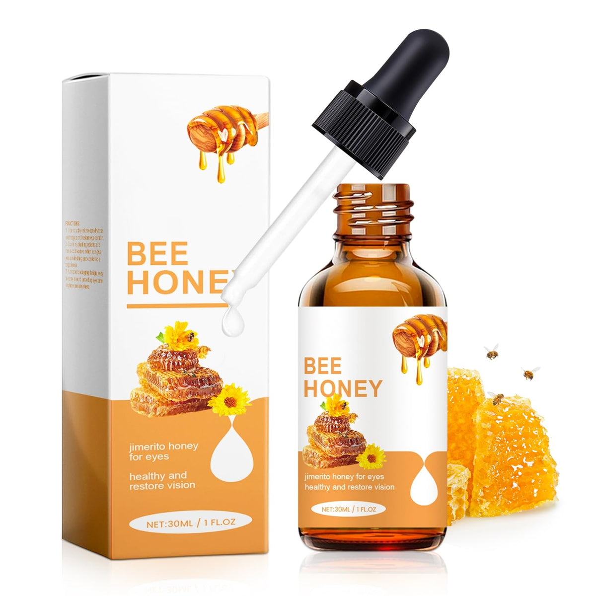 elesysy front packaging showing honey eye care, clear branding and calming benefit