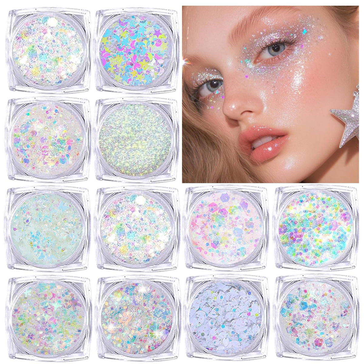 ELEVAVE front packaging white scheme showing the glitter set and shapes for easy choice