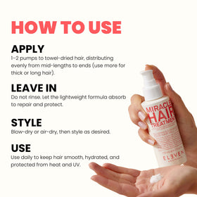ELEVEN AUSTRALIA applying leave-in conditioner to wet hair for detangling benefit