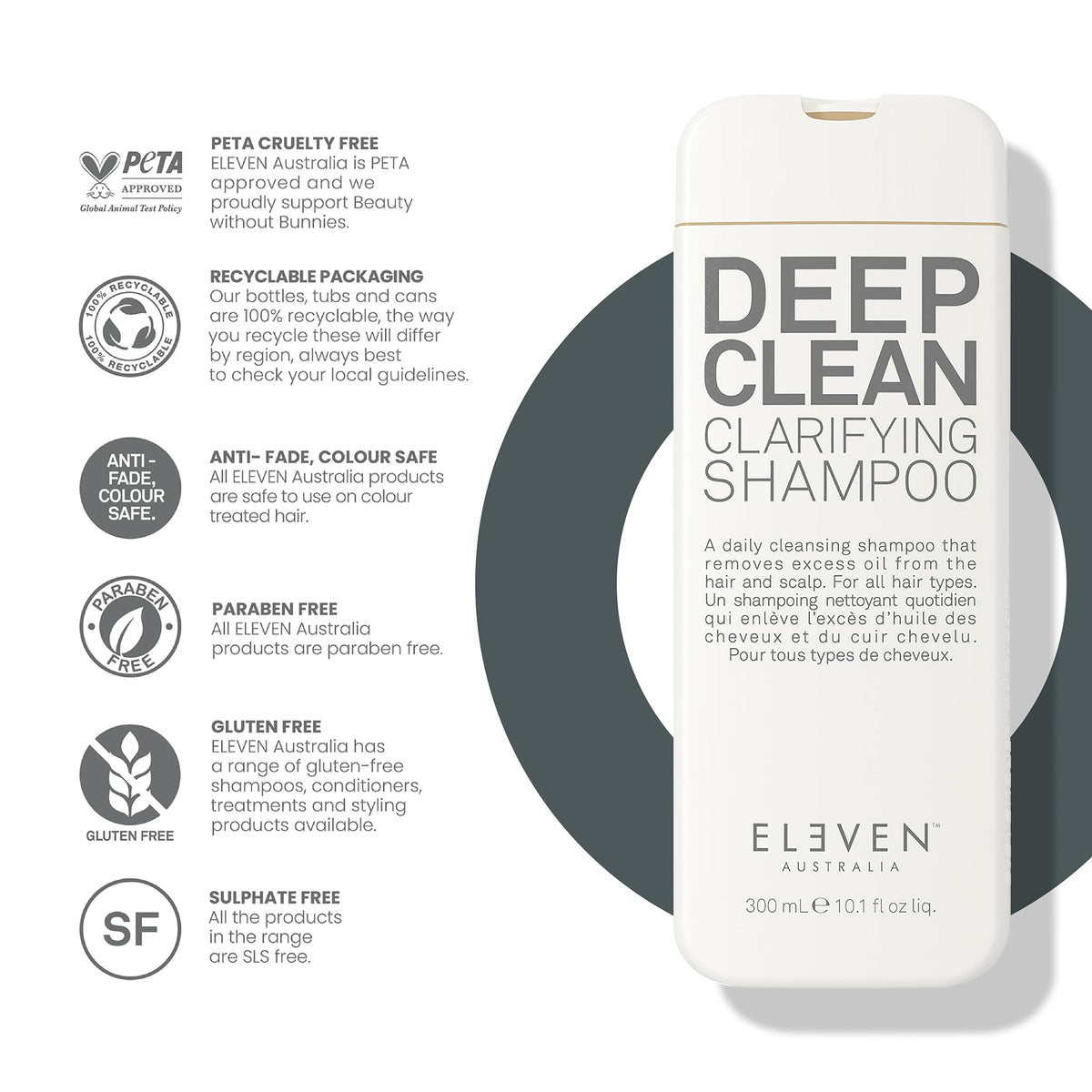 ELEVEN AUSTRALIA bottle on bathroom shelf staged for lifestyle freshness and home use