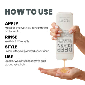 ELEVEN AUSTRALIA bottle next to hand showing 10.1 fl oz scale for size convenience