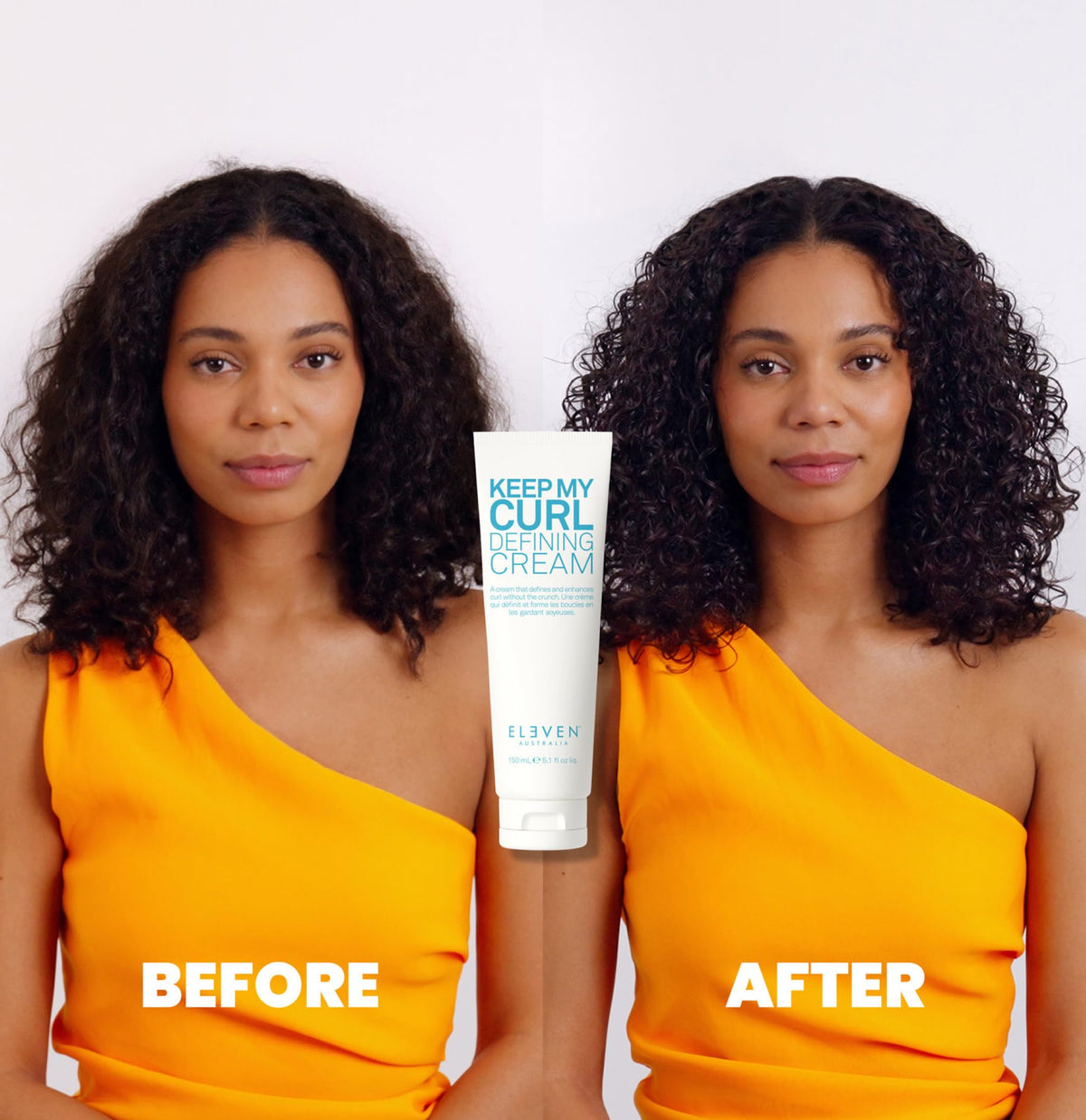 ELEVEN AUSTRALIA styled curls after diffusing showing bounce and enhanced definition