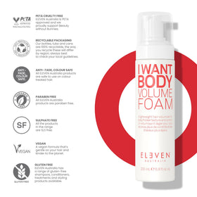 ELEVEN AUSTRALIA before and after hair demonstrating visible lift and fuller-looking hair