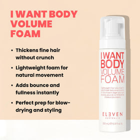 ELEVEN AUSTRALIA dollop of mousse texture demonstrating lightweight foam and thickening effect