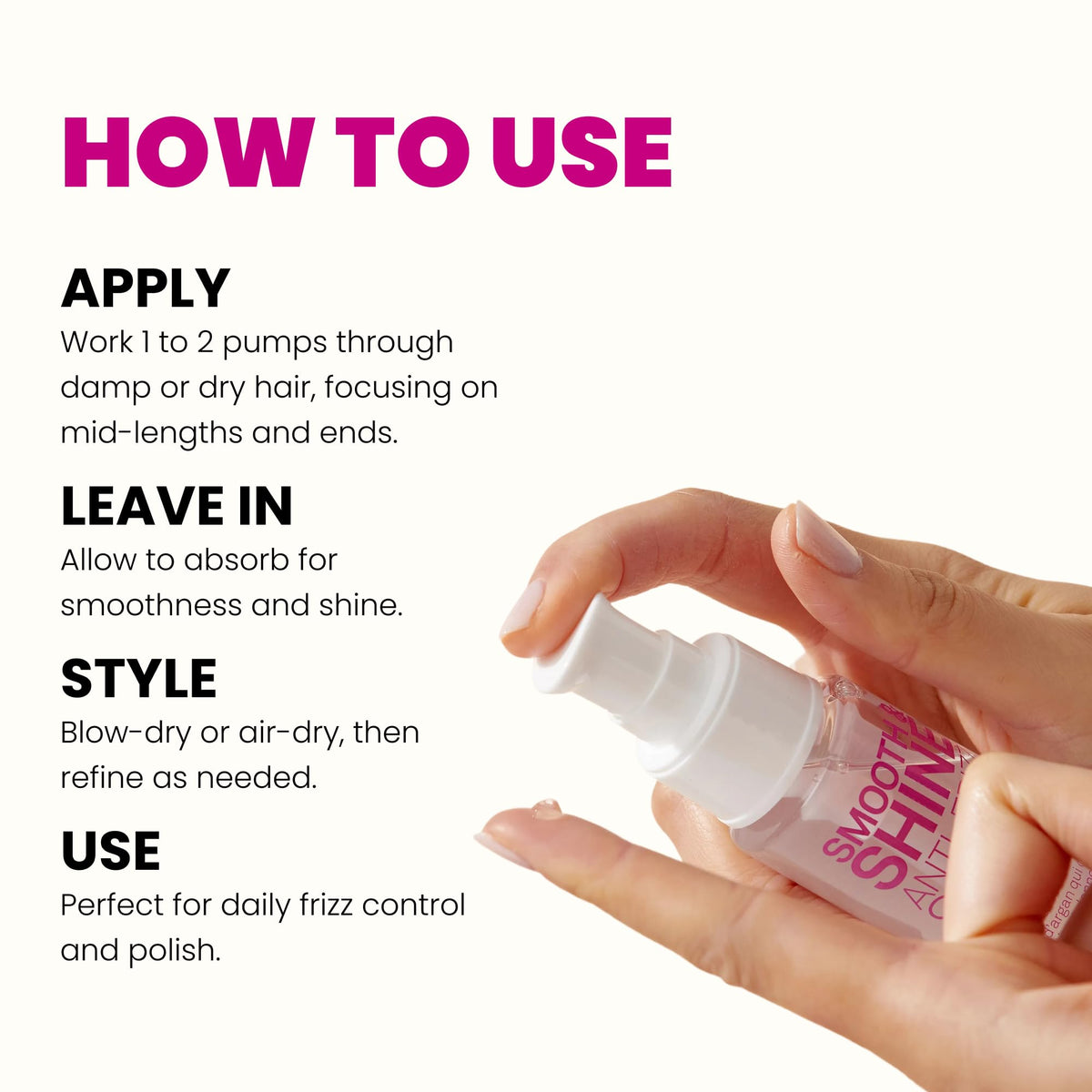 ELEVEN AUSTRALIA lifestyle styling shot with model applying serum for polished hair