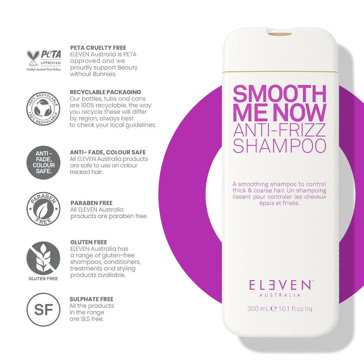ELEVEN AUSTRALIA bottle paired with conditioner showing routine compatibility benefit