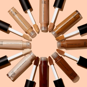 e.l.f. concealer applied under eye illustrating brightening and crease resistance