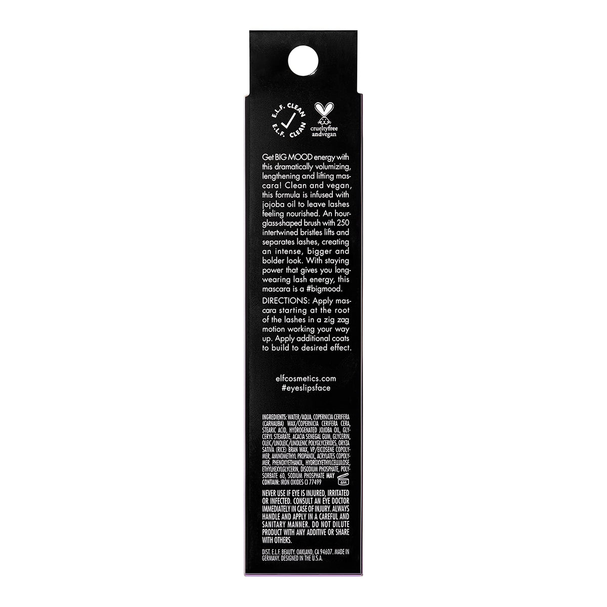 e.l.f. mascara lifestyle application on eyes illustrating bold lashes for confidence boost