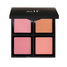 e.l.f. front view of compact palette showing four blush shades and packaging benefit