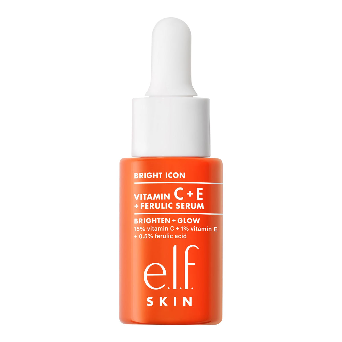 e.l.f. Bright Icon bottle by bathroom sink staged for morning routine convenience