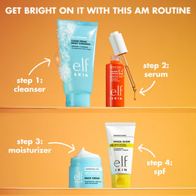 e.l.f. Bright Icon ingredients label detail showing key actives and vegan claim