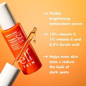 e.l.f. Bright Icon serum texture close-up highlighting fast-absorbing, lightweight feel