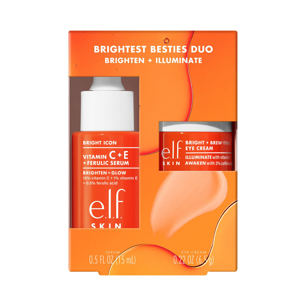 e.l.f. front packaging showing both travel-sized brightening products for convenience