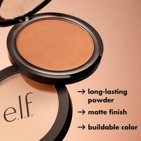 e.l.f. bronzer swatch on arm illustrating blendable, buildable color