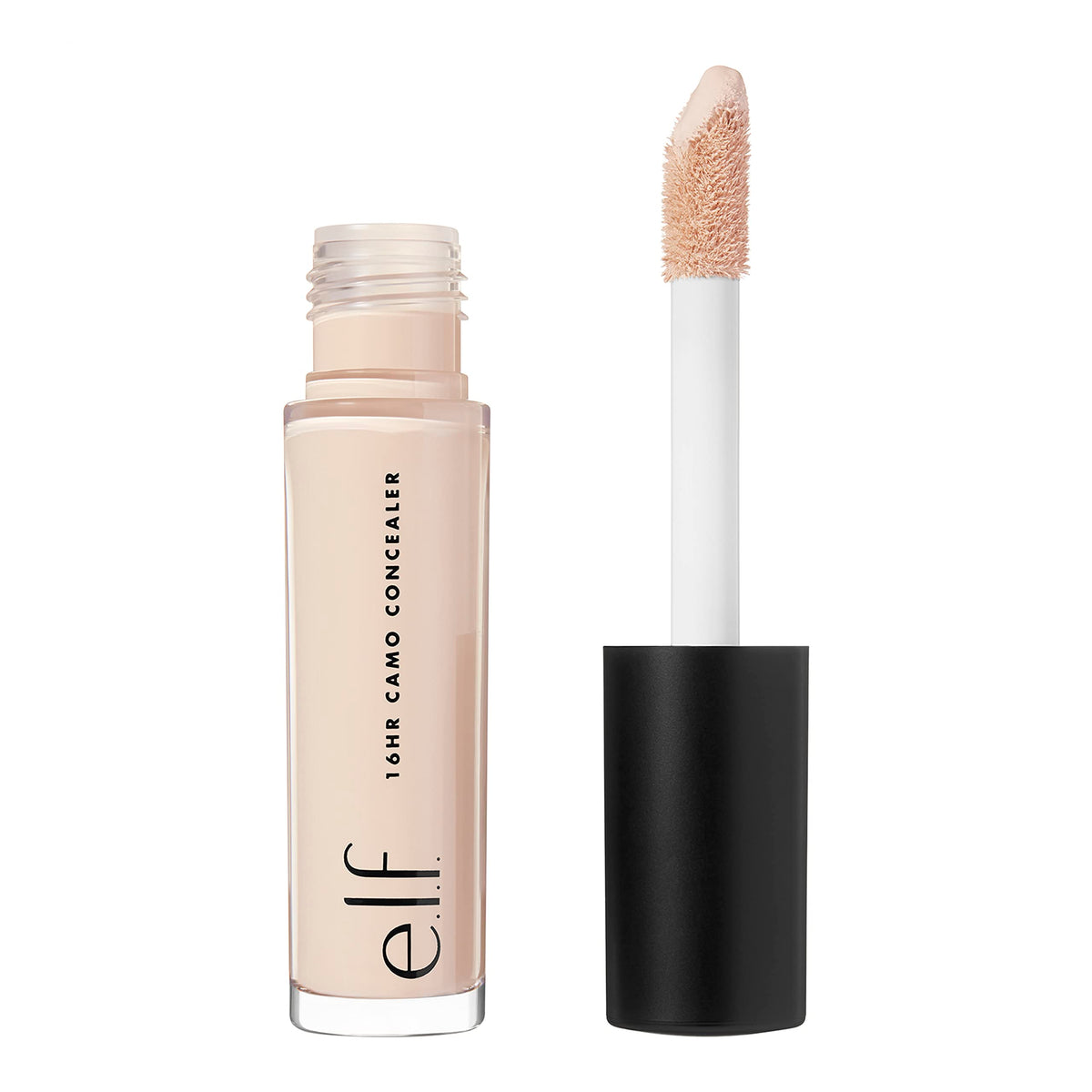 e.l.f. front bottle of 16HR Camo Concealer Light Ivory showing label and benefits
