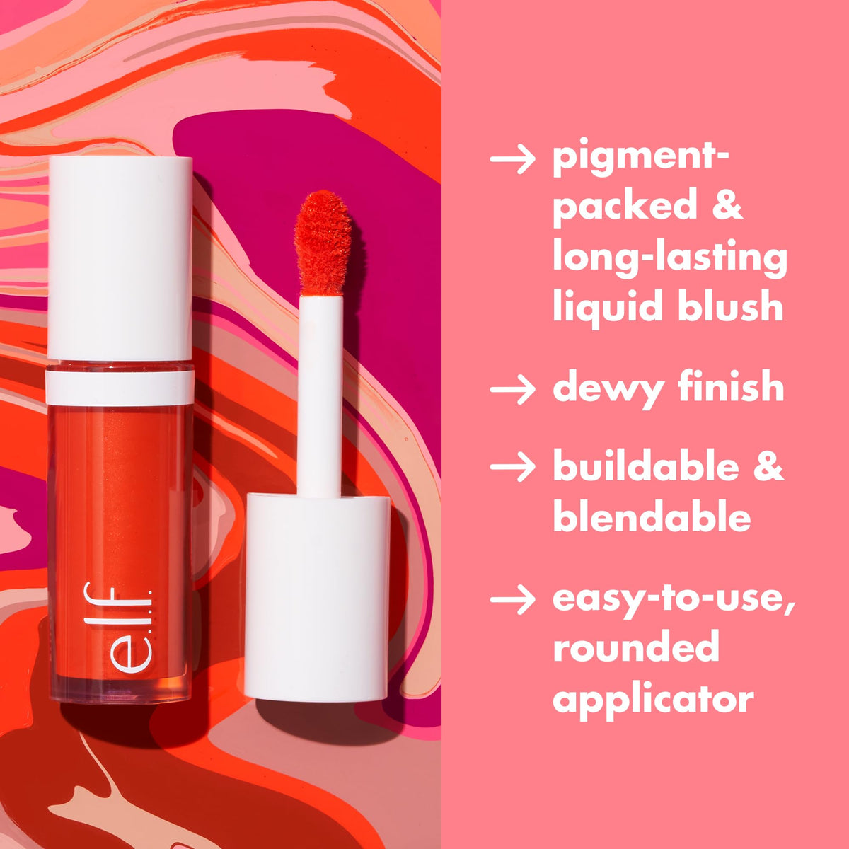e.l.f. blended cheek closeup highlighting seamless, long-lasting color