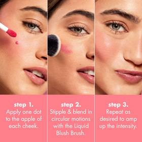 e.l.f. Camo Liquid Blush next to liquid blush brush for seamless blending