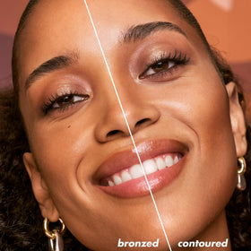 e.l.f. bronzer paired with liquid bronzer & contour duo brush for easy application