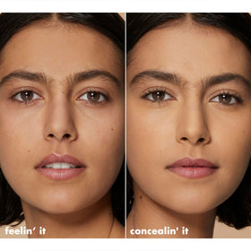 e.l.f. concealer applied under-eye demonstrating brightening effect