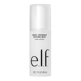 e.l.f. Dewy Coconut fine mist spray in action on model, delivers even hydration