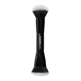 e.l.f. duo brush front view showing dual-ended design and compact benefits