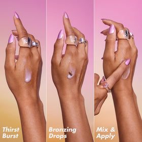 e.l.f. Two drops mixed on hand illustrating customizable glow