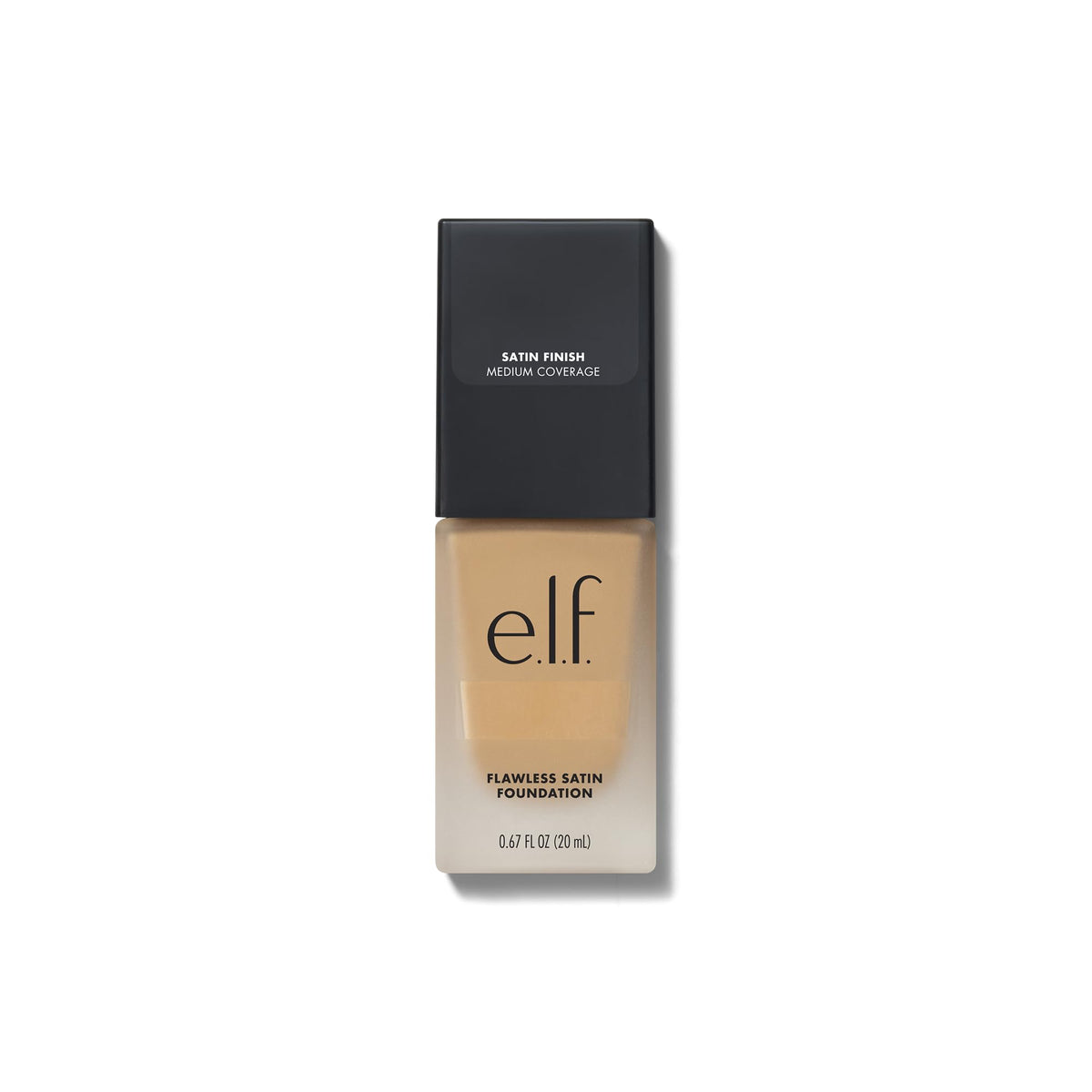 e.l.f. bottle next to ruler showing 20 mL size and travel-friendly benefit