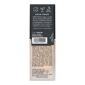 e.l.f. foundation on a vanity with brushes showing everyday use and customizable finish