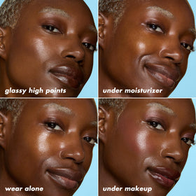 e.l.f. applying stick on cheek demonstrates instant dewy glow benefit